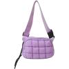 I IHAYNER Quilted Puffer Belt Bag Fanny Waist Packs Small Crossbody Bag with Adjustable Strap for Traveling Hiking White(Purple)