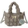 I IHAYNER Quilted Puffer Tote Bag Small Crossbody Shoulder Bag with Zipper Bubble Hobo Handbag Carryall Bag for Women(Brown)