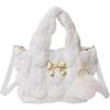 I IHAYNER Quilted Puffer Tote Bag Small Crossbody Shoulder Bag with Zipper Bubble Hobo Handbag Carryall Bag for Women(White)