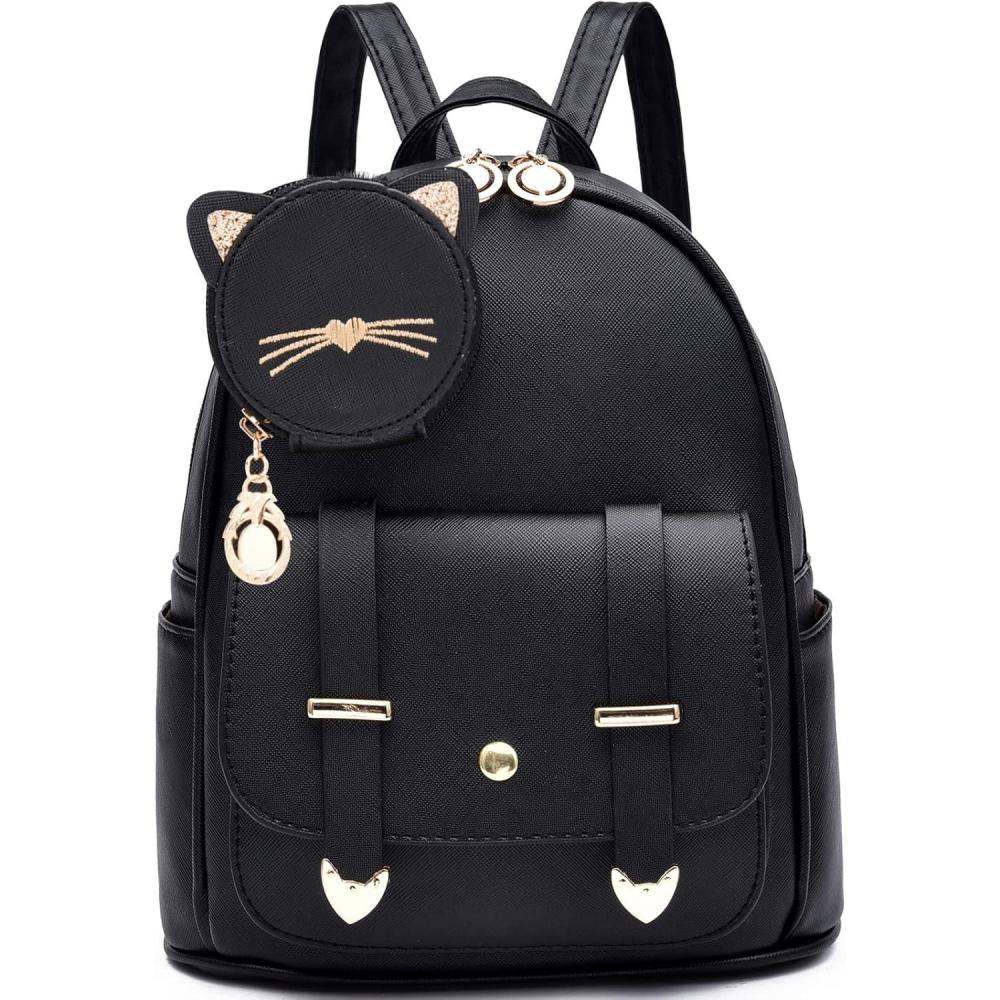 imageI IHAYNER Girls Fashion Backpack Mini Purse Backpack for Women Small Leather Backpack Purse for Teen Girls with Coin PurseBlack1