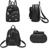 I IHAYNER Girls Fashion Backpack Mini Purse Backpack for Women Small Leather Backpack Purse for Teen Girls with Coin Purse(Black-1)