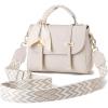 I IHAYNER Crossbody Bags for Women Vegan Leather Purses Top Handle Small Designer Shoulder Handbags with Wide Strap Beige