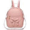 I IHAYNER Girls Mini Backpack Cute Bowknot Leather Backpack for Girls Designer Small Shoulder Bag Fashion Handbag for Women Black(Pure Pink)