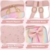 I IHAYNER Mini Backpcak for Girls Small Bowknot Quilted Leather Backpack Purse for Women Travel Cute Trendy Stuff Gifts for Kids Pastel Pink(Rainbow)