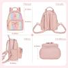 I IHAYNER Mini Backpcak for Girls Small Bowknot Quilted Leather Backpack Purse for Women Travel Cute Trendy Stuff Gifts for Kids Pastel Pink(Rainbow)