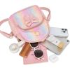 I IHAYNER Mini Backpcak for Girls Small Bowknot Quilted Leather Backpack Purse for Women Travel Cute Trendy Stuff Gifts for Kids Pastel Pink(Rainbow)