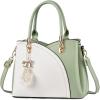 I IHAYNER Womens Leather Handbags Purses for Girls Top-handle Large Totes Satchel Shoulder Bag for Ladies with Pompom(Green)