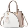 I IHAYNER Womens Leather Handbags Purses for Girls Top-handle Large Totes Satchel Shoulder Bag for Ladies with Pompom(Khaki)