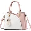 I IHAYNER Womens Leather Handbags Purses for Girls Top-handle Large Totes Satchel Shoulder Bag for Ladies with Pompom(Pink)