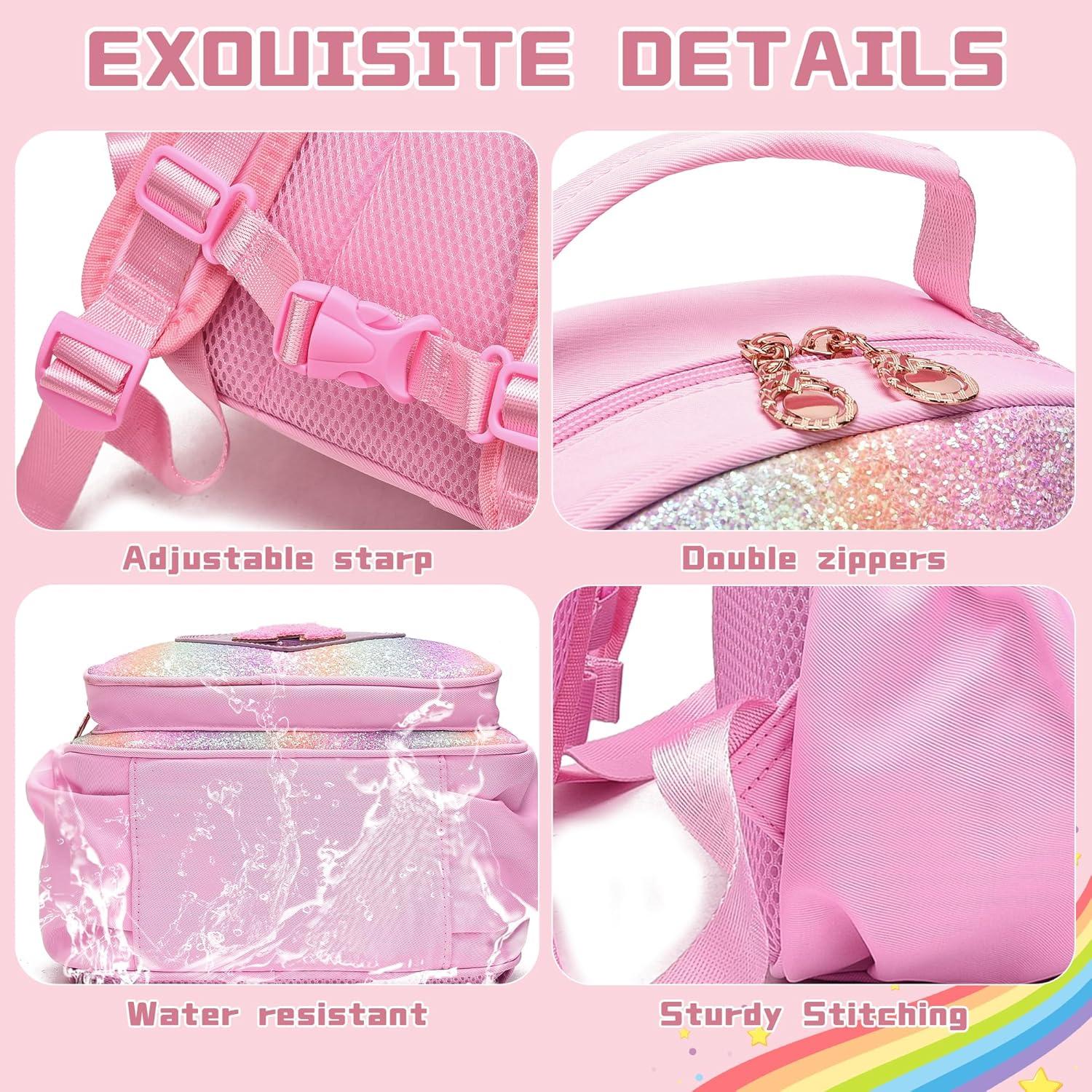 imageI IHAYNER Kids Glitter Initial Backpack Mini Backpack for Girls Lightweight Toddler Preschool Backpack Girls Personalized Trendy Stuff Gifts Pink EE Not Fit Folder