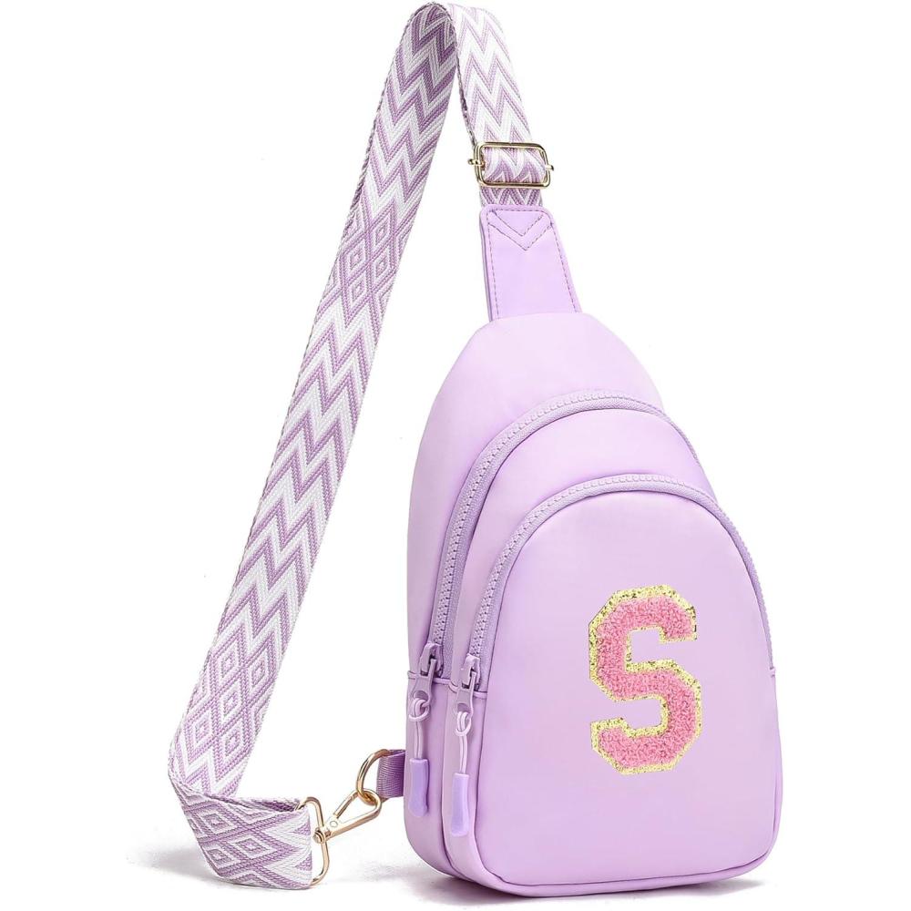 imageI IHAYNER Birthday Gifts for 3 4 5 6 7 8 9 10 11 12 13 Year Old Girls Small Initial Sling Bag for Travel Cute Crossbody Bag PurpleKPure Purple