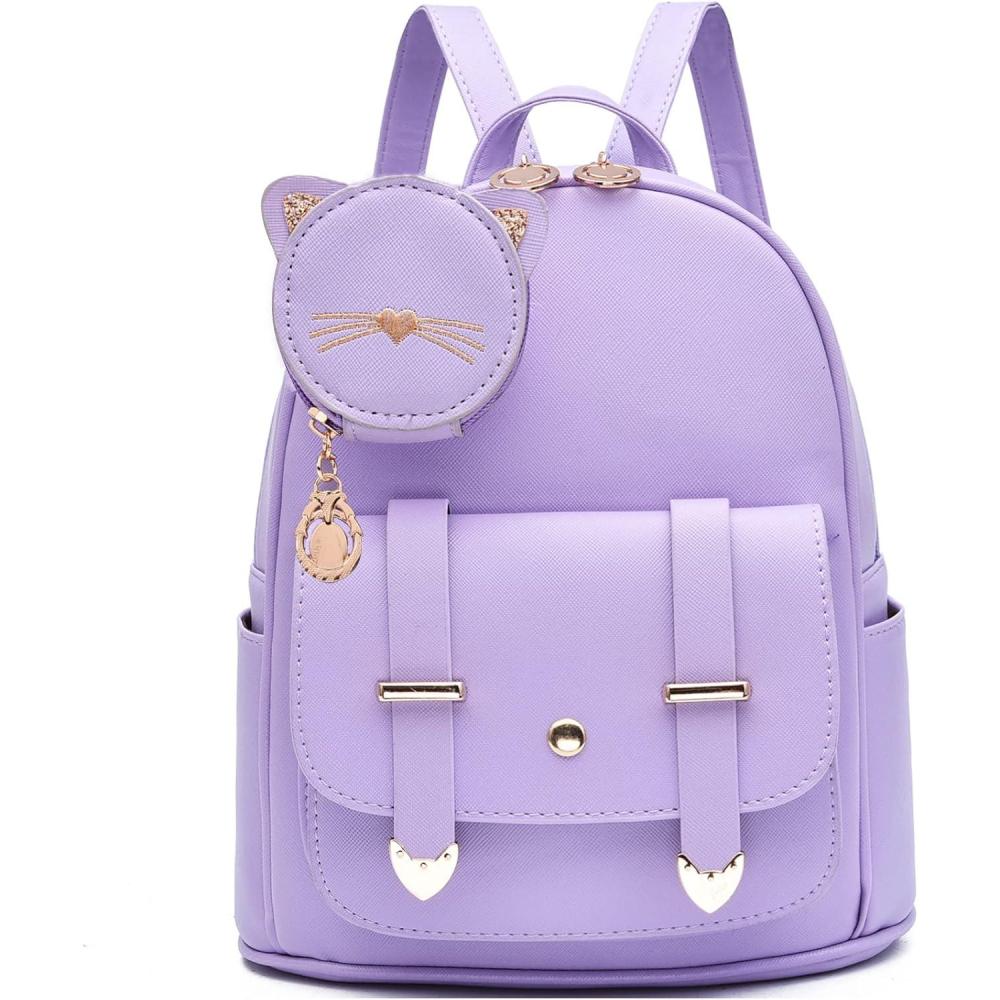 imageI IHAYNER Girls Fashion Backpack Mini Purse Backpack for Women Small Leather Backpack Purse for Teen Girls with Coin PursePurple1