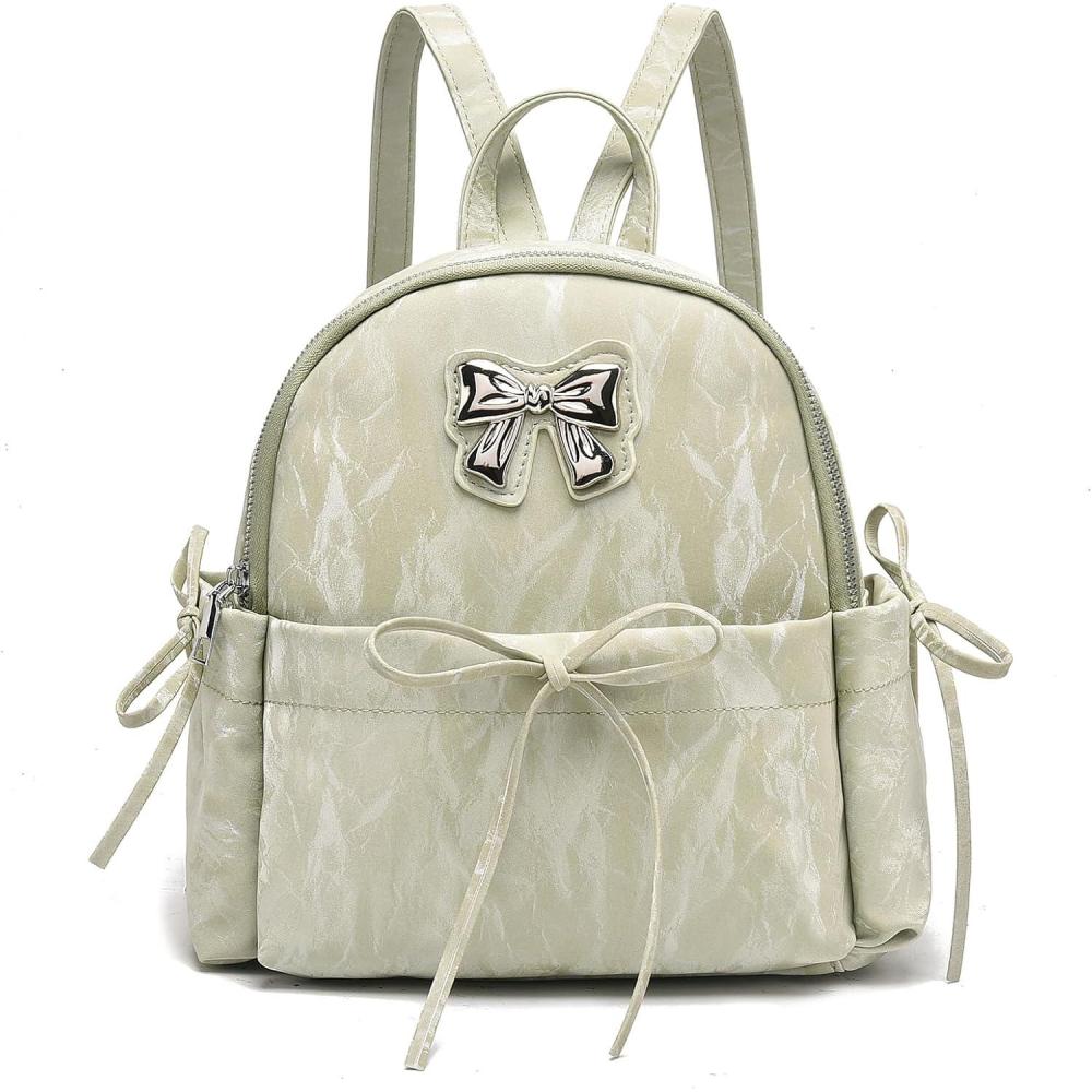 imageI IHAYNER Mini Backpack Purse for Women Vegen Leather Small Cute Backpack Stylish Bow Daypack Designer Backpack for Travel Green