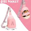 I IHAYNER Birthday Gifts for 3 4 5 6 7 8 9 10 11 12 13 Year Old Girls Small Initial Sling Bag for Travel Cute Crossbody Bag (Purple-K）(Pure Pink)