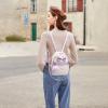 I IHAYNER Cute Small Backpack Purse with Bow Mini Backpack Fashion Vegan Leather Pompom Backpack Shoulder Bag for Girs Blue(Purple)