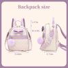 I IHAYNER Cute Small Backpack Purse with Bow Mini Backpack Fashion Vegan Leather Pompom Backpack Shoulder Bag for Girs Blue(Purple)