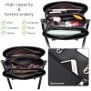 Womens Leather Handbags Purse Top-handle Bags Contrast Color Stitching Totes Satchel Shoulder Bag for Ladies(Black)