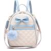 I IHAYNER Cute Small Backpack Purse with Bow Mini Backpack Fashion Vegan Leather Pompom Backpack Shoulder Bag for Girs Blue(Blue)