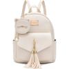I IHAYNER Girls Fashion Backpack Mini Purse Backpack for Women Small Leather Backpack Purse for Teen Girls with Coin Purse(White)