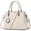 Womens Leather Handbags Purse Top-handle Bags Contrast Color Stitching Totes Satchel Shoulder Bag for Ladies(Pure White)