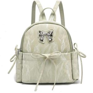 I IHAYNER Mini Backpack Purse for Women Vegen Leather Small Cute Backpack Stylish Bow Daypack Designer Backpack for Travel Green