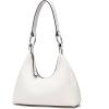 I IHAYNER Leather Shoulder Bag for Women Crescent Shoulder Purse Small Hobo Purse Retro Clutch Classic Underarm Tote Bag(Beige)