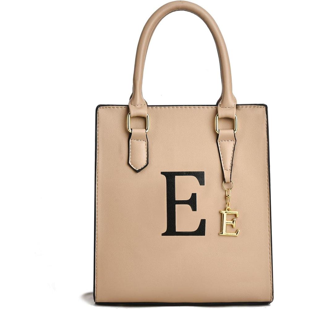 imageI IHAYNER Women Tote Bags Trendy Personalized Initial Shoulder Bag Top Handle Satchel Purse for Women Crossbody Hobo HandbagsKhakie