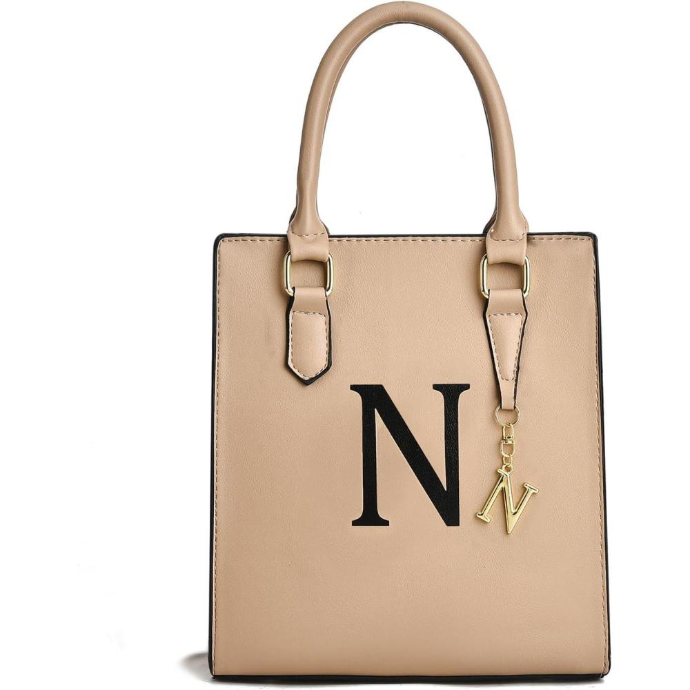 imageI IHAYNER Women Tote Bags Trendy Personalized Initial Shoulder Bag Top Handle Satchel Purse for Women Crossbody Hobo HandbagsKhakin