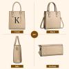 I IHAYNER Women Tote Bags Trendy Personalized Initial Shoulder Bag Top Handle Satchel Purse for Women Crossbody Hobo Handbags(Khaki-k)