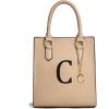 I IHAYNER Women Tote Bags Trendy Personalized Initial Shoulder Bag Top Handle Satchel Purse for Women Crossbody Hobo Handbags(Khaki-c)