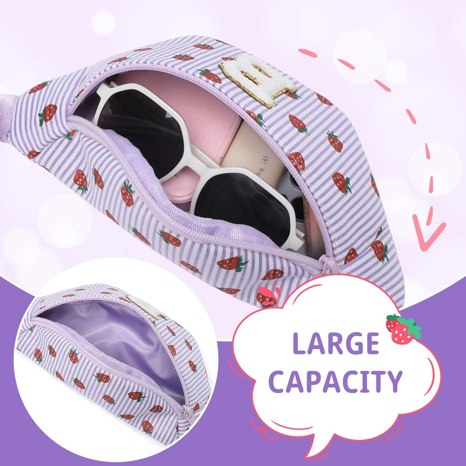imageI IHAYNER Christmas Gifts for Girls Kids Birthday Gifts for 3 4 5 6 7 8 9 10 11 12 13 Year Old Girls Small Initial Fanny Pack Belt Bag Purse Cute Personalized Trend Stuff PurpleLPurpleS
