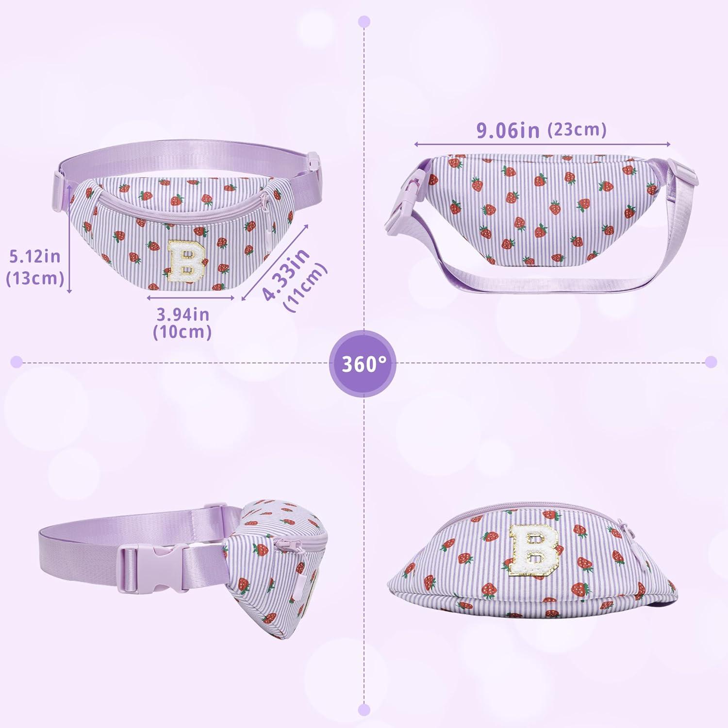 imageI IHAYNER Christmas Gifts for Girls Kids Birthday Gifts for 3 4 5 6 7 8 9 10 11 12 13 Year Old Girls Small Initial Fanny Pack Belt Bag Purse Cute Personalized Trend Stuff PurpleLPurpleR