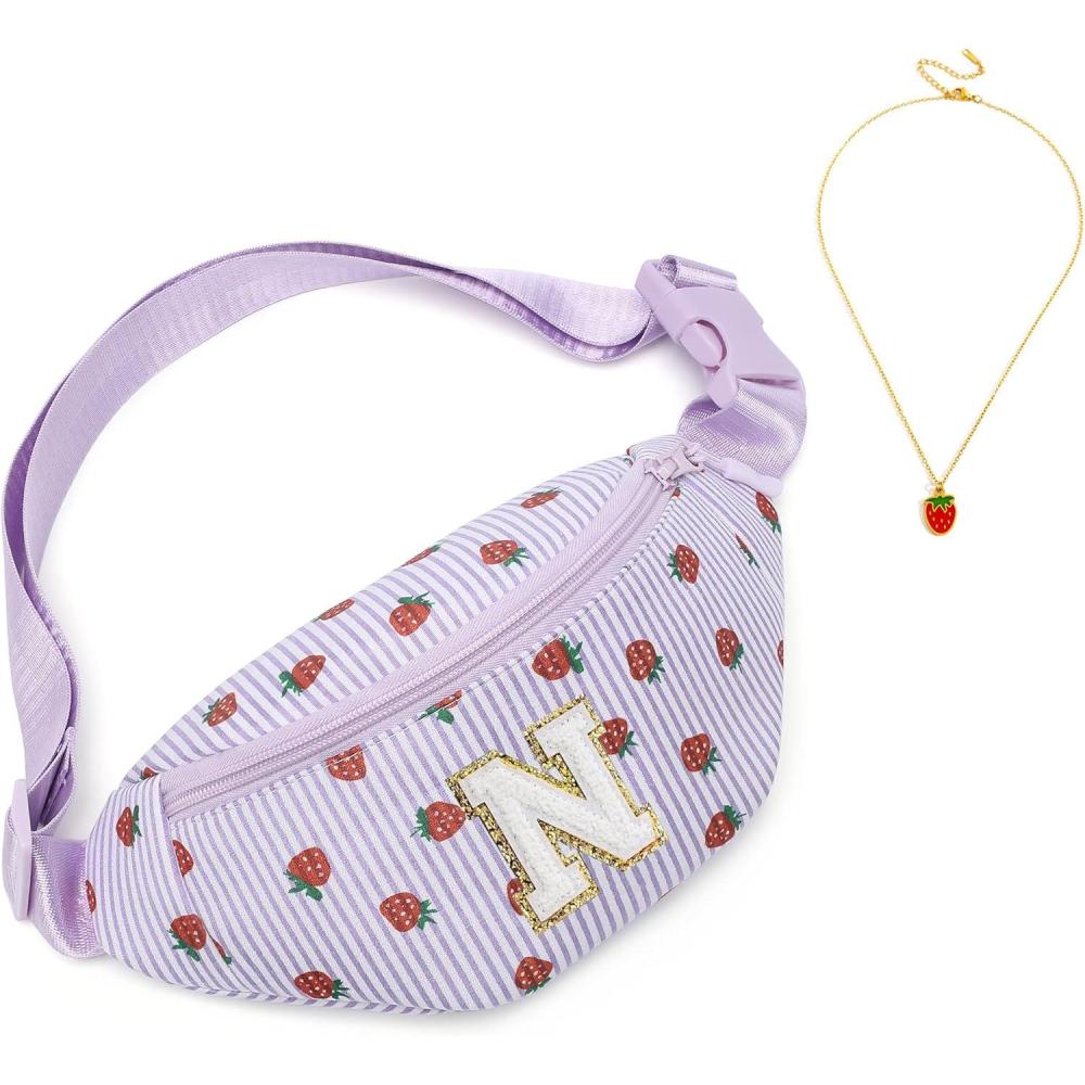 imageI IHAYNER Christmas Gifts for Girls Kids Birthday Gifts for 3 4 5 6 7 8 9 10 11 12 13 Year Old Girls Small Initial Fanny Pack Belt Bag Purse Cute Personalized Trend Stuff PurpleLPurpleN