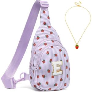 I IHAYNER Small Initial Sling Bag for Gilrs Christmas Gifts for Kids Girls – Birthday Gifts for 3 4 5 6 7 8 9 10 11 12 13 Year Old Girls Crossbody Bag Purse Cute Personalized Trend Stuff Strawberry-A(Strawberry-E)