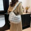 I IHAYNER Puffer Tote Bag for Women Lightweight Quilted Padding Hobo Bag Large Soft Puffy Crossbody Shoulder Bag Purse Silver