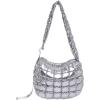 I IHAYNER Puffer Tote Bag for Women Lightweight Quilted Padding Hobo Bag Large Soft Puffy Crossbody Shoulder Bag Purse Silver