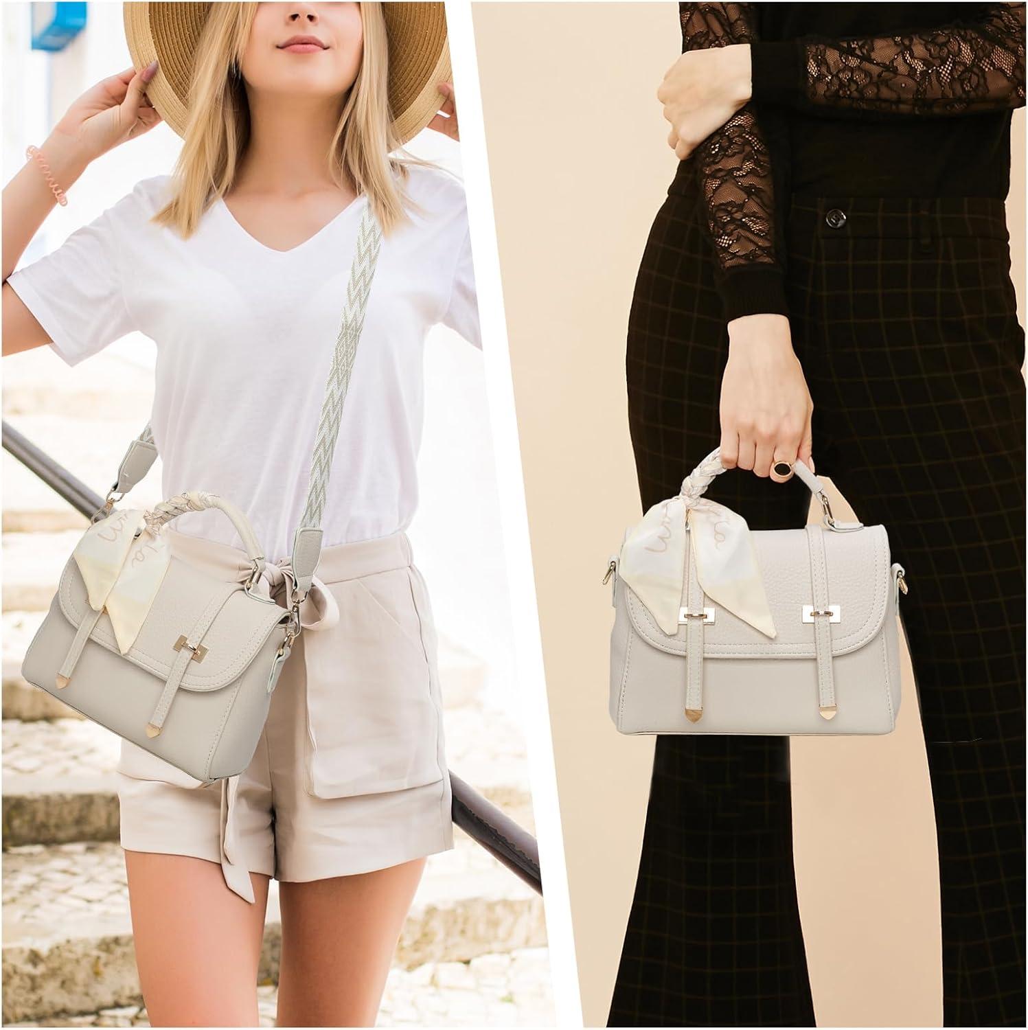 image:imageI IHAYNER Crossbody Purse for Women Soft Leather Shoulder Handbags Small Top Handle with Shoulder Strap for TravelIvory