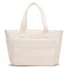 I IHAYNER Tote Bag for Women Lightweight Puffy Shoulder Bag with Compartments Stylish Quilted Tote Bag for Work Travel Ivory