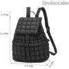 I IHAYNER Quilted Backpack Lightweight Puffer Backpack for Women Drawstring Padding Puffy Travel Daypacks Gym Bag for Ladies Black