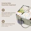 I IHAYNER Baby Diaper Caddy Cotton Rope Nursery Storage Bin and Car Organizer for Diapers and Wipes with Cute Pom-Pom Black