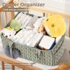 I IHAYNER Baby Diaper Caddy Cotton Rope Nursery Storage Bin and Car Organizer for Diapers and Wipes with Cute Pom-Pom Black