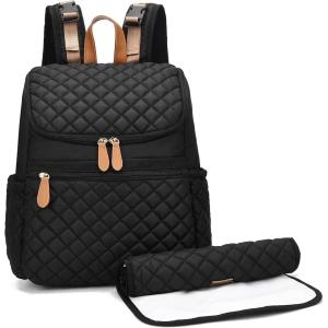 I IHAYNER Diaper Bag Backpack-Multifunction Waterproof Diaper Bag with Changing Pad Large Capacity Travel Essentials Baby Diaper Bag Black